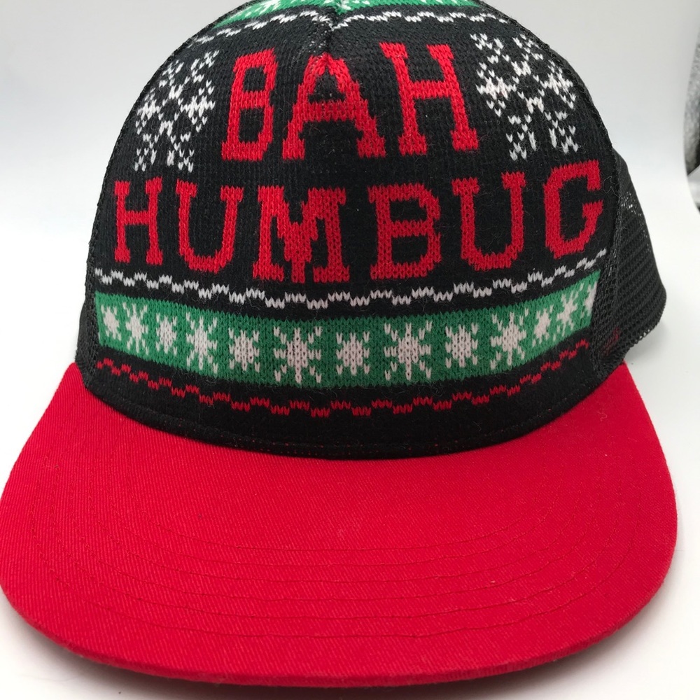 Bah Humbug Trucker Hat Snapback Baseball Cap Christmas Grinch Mens Adjustable